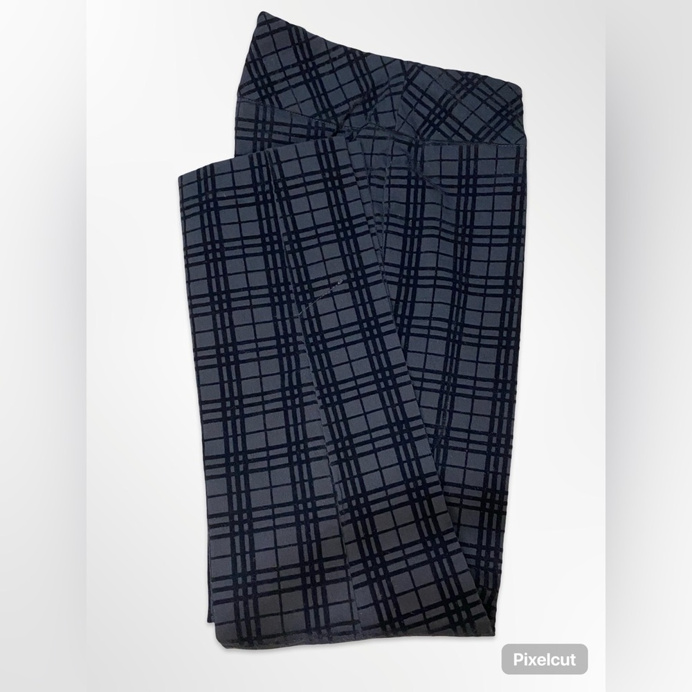 NWT Soft Surroundings Slim Ankle Pant Size S Plaid Flat Front Black Gray Career